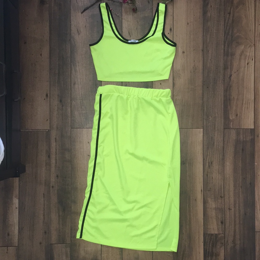 Electric yellow fashion nova matching set